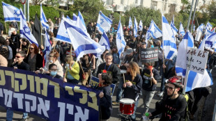 D&eacute;fil&eacute; bleu-blanc &agrave; J&eacute;rusalem contre la r&eacute;forme de la justice