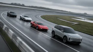 Le Skoda Elroq vRS devance trois supercars des ann&eacute;es 1980 au d&eacute;part arr&ecirc;t&eacute;